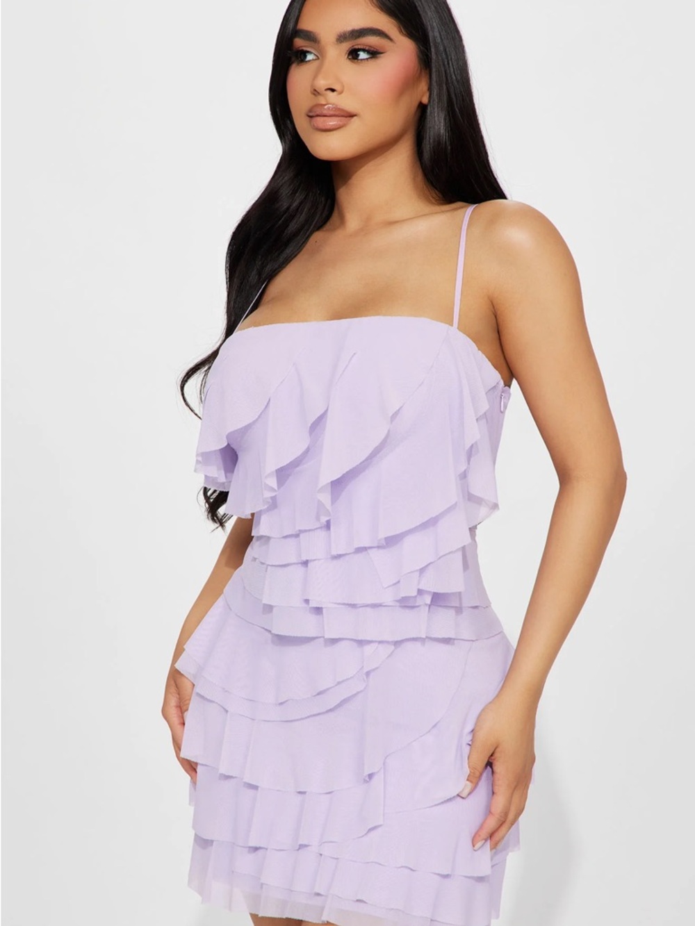 Fashion Nova Lavender Ruffle Mini Dress